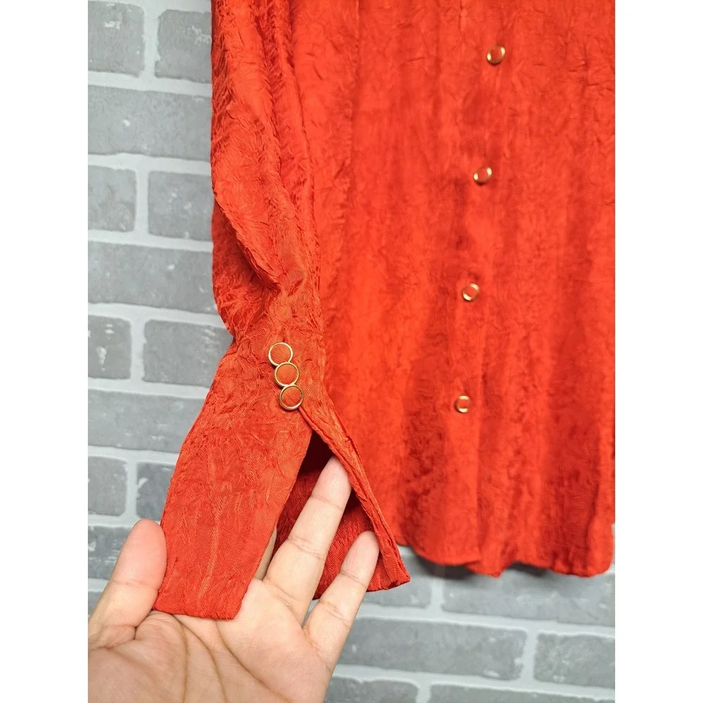 Revolve House Of Harlow 1960 Women Red Button‎ Down Long Sleeve Blouse Size XS